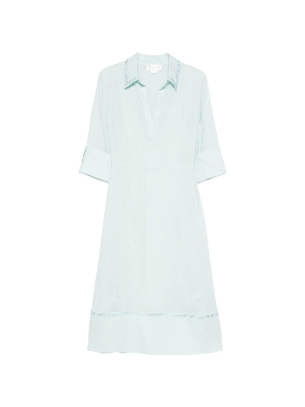 Genny V-neck stitch midi dress - Blue