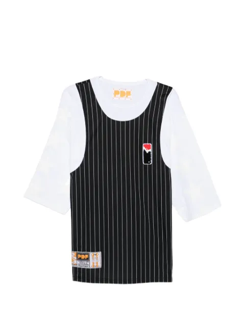 PDF pinstripe-pattern logo-patch T-shirt