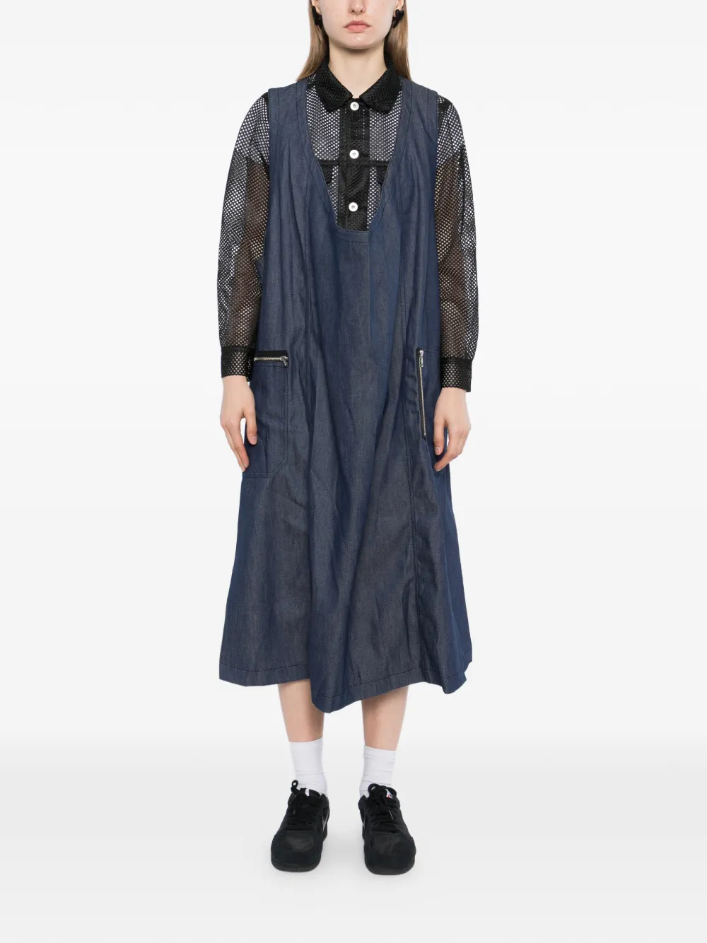 Black Comme Des Garçons Mouwloze jurk met ritszak Blauw