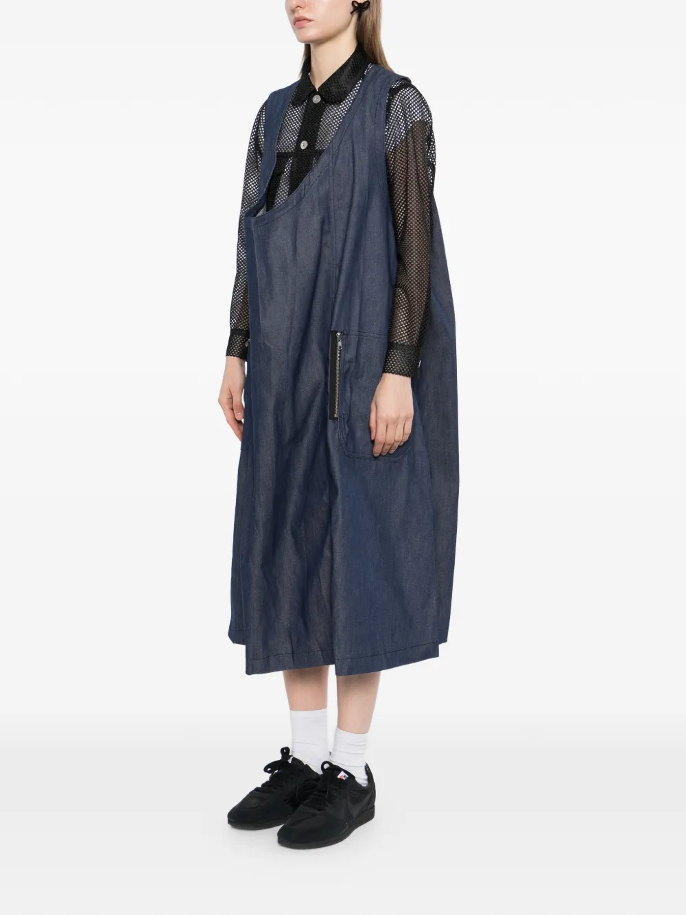 Black Comme Des Garçons Mouwloze jurk met ritszak Blauw