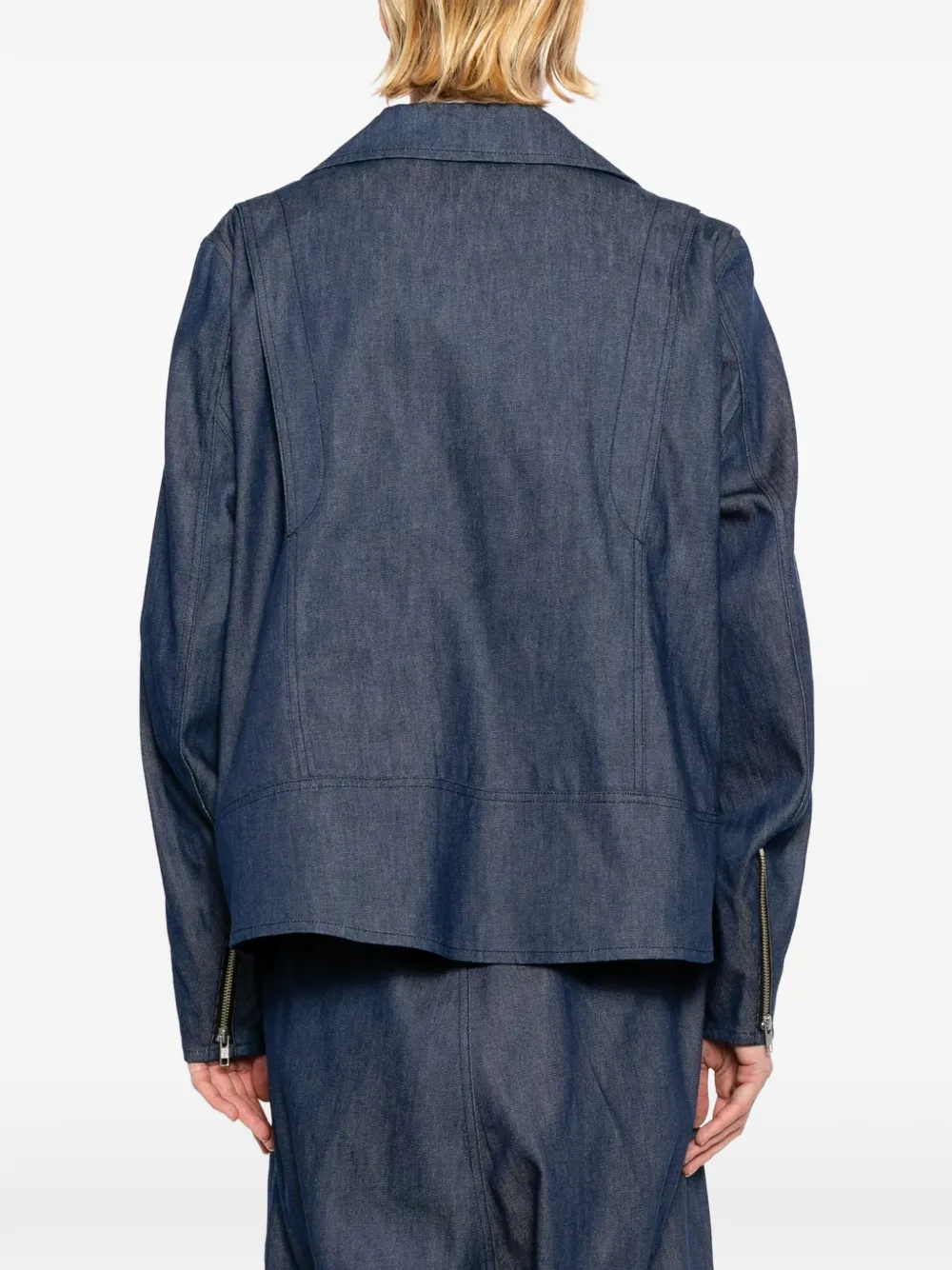 Black Comme Des Garçons Denim bikerjack met ceintuur Blauw