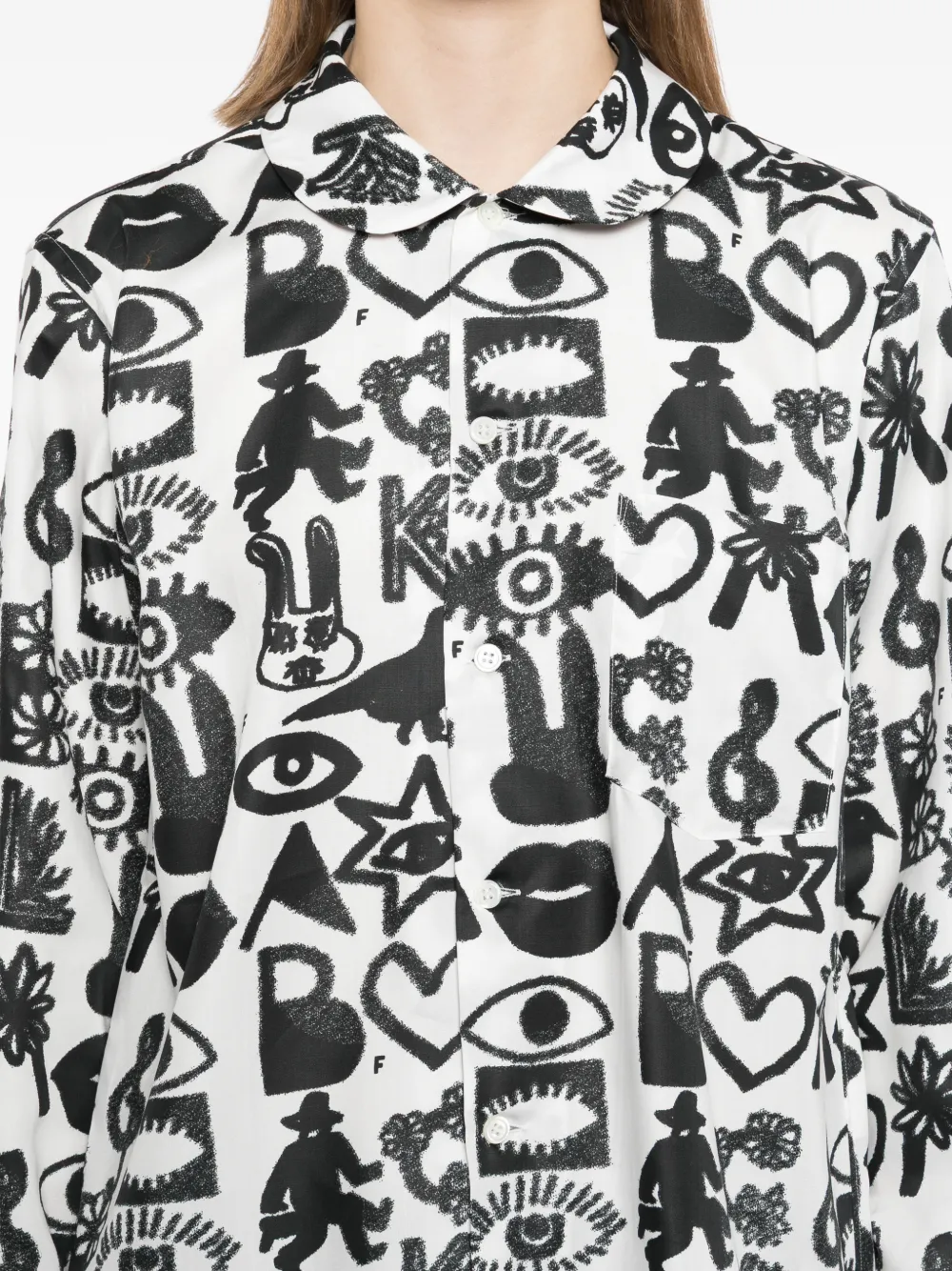 Black Comme Des Garçons Overhemd met grafische print Wit