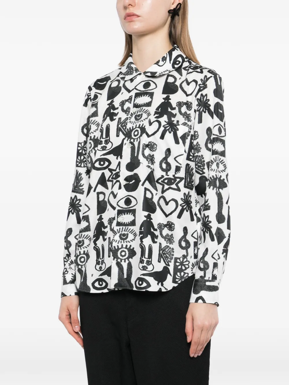Black Comme Des Garçons Overhemd met grafische print Wit