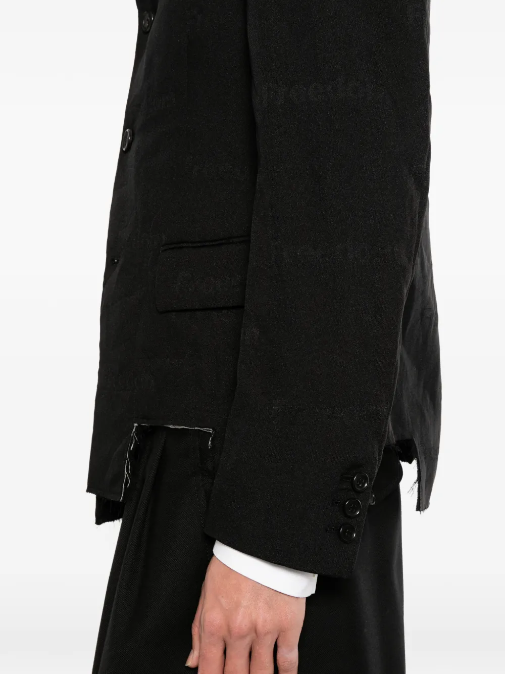 Black Comme Des Garçons Blazer met asymmetrische afwerking Zwart