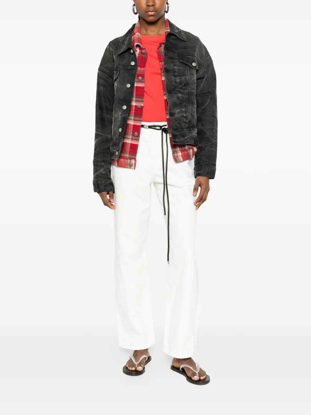 DUNST Jeans met riemlussen Wit