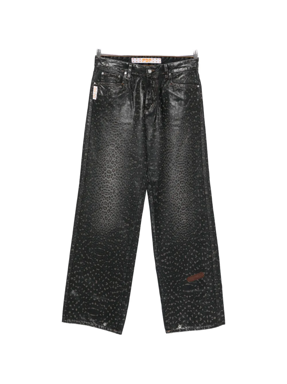 PDF leopard print denim jeans - Nero