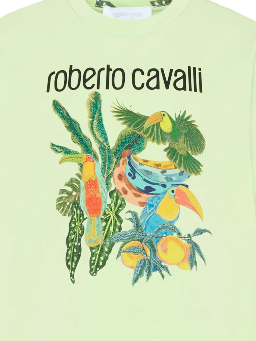 Roberto Cavalli Junior T-shirt met jungleprint en korte mouwen Groen