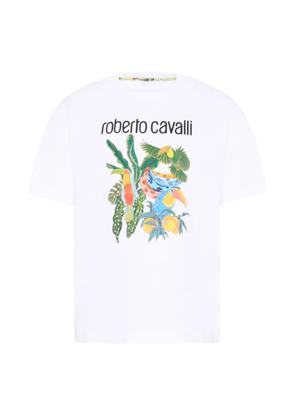 Roberto Cavalli Junior short-sleeve tropical print t-shirt - Bianco