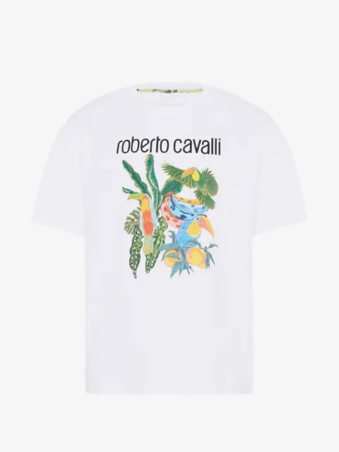 Roberto Cavalli Junior T-Shirt mit tropischem Print