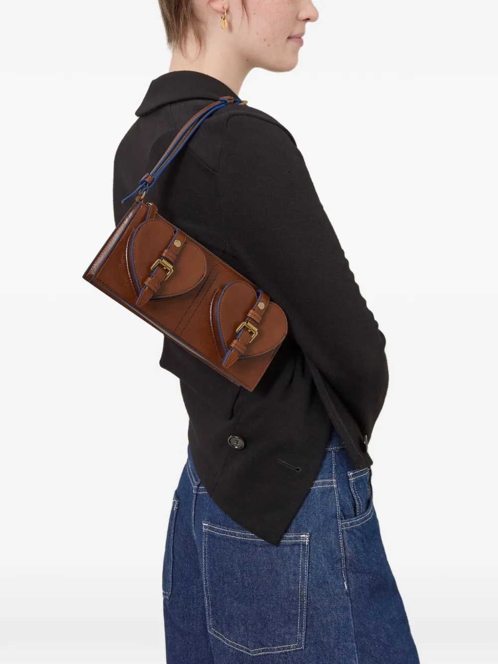 Mulberry Roxanne kleine schoudertas met hartdetail en gesp Bruin