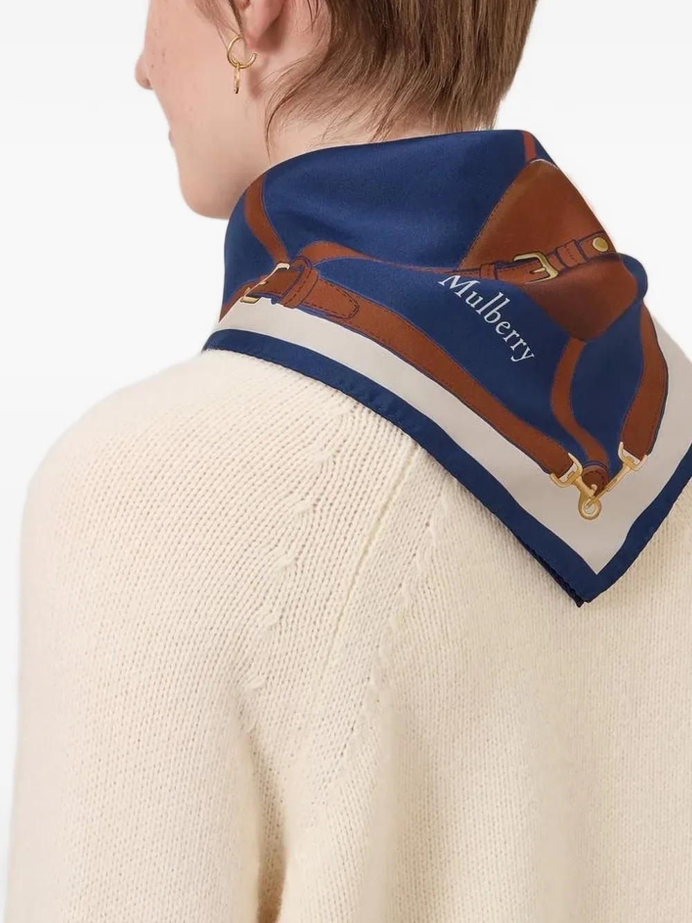  Mulberry Heart Pockets Buckle-print Scarf - Blue 
