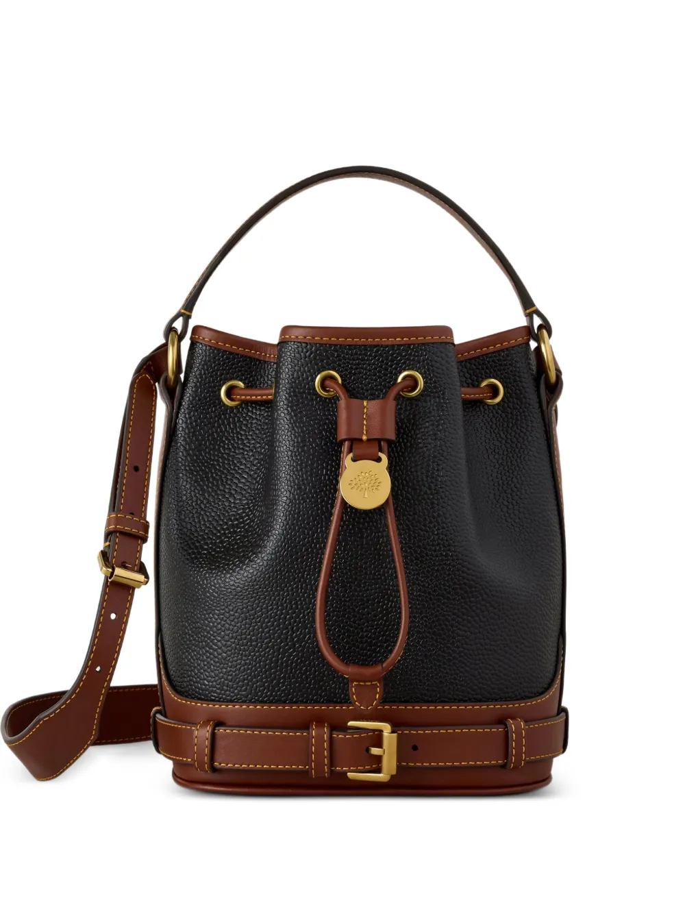 Mulberry Scotchgrain buckle-detail bucket bag - Nero
