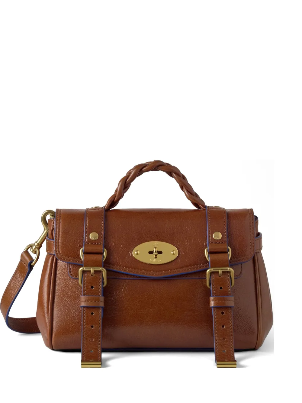 Mulberry mini Alexa braided-handle buckled tote bag - Marrone