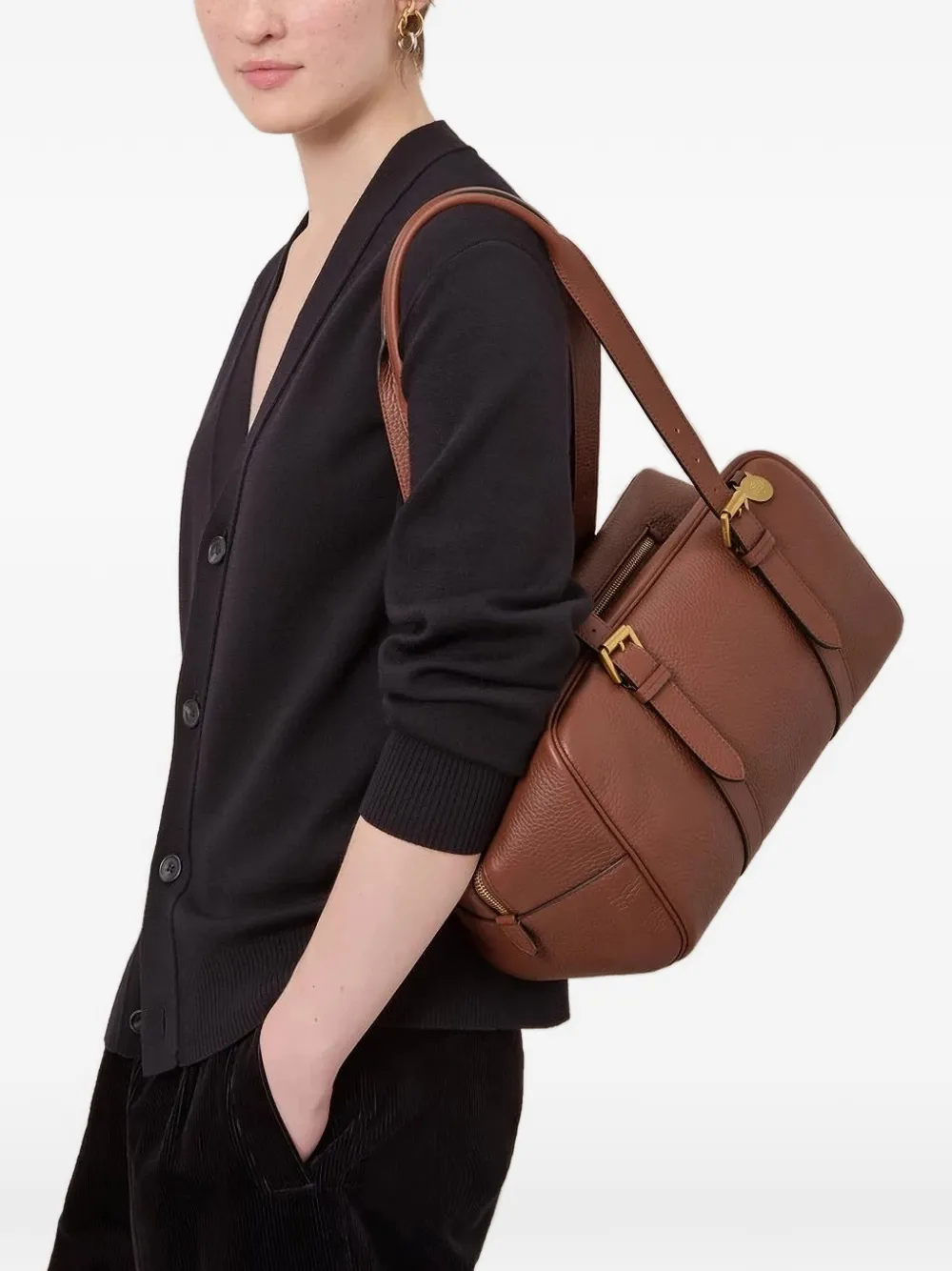  Mulberry Boston Buckled Shoulder Bag - Brown 