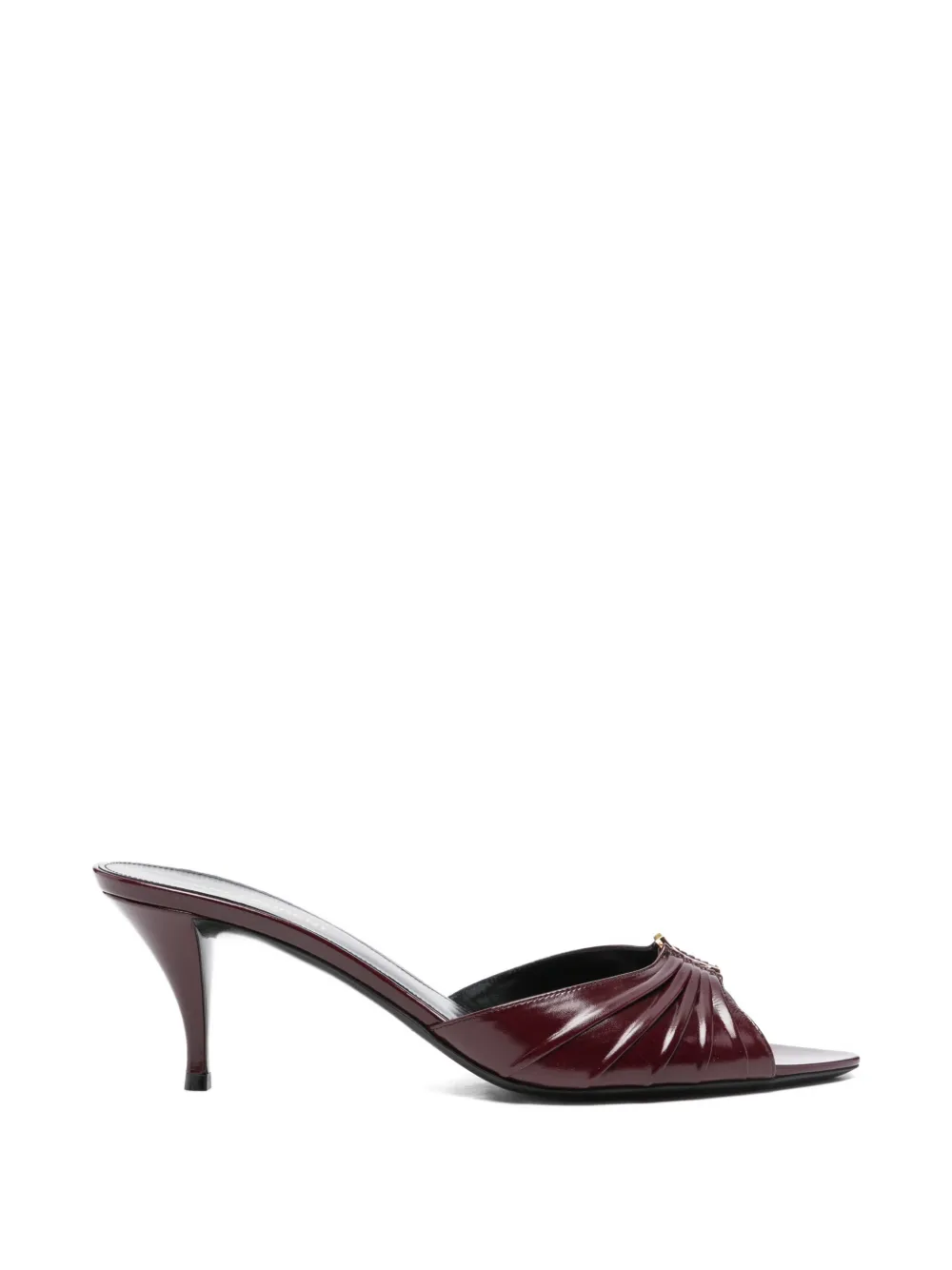 Saint Laurent Babylone geplooide goudkleurige sandalen Rood