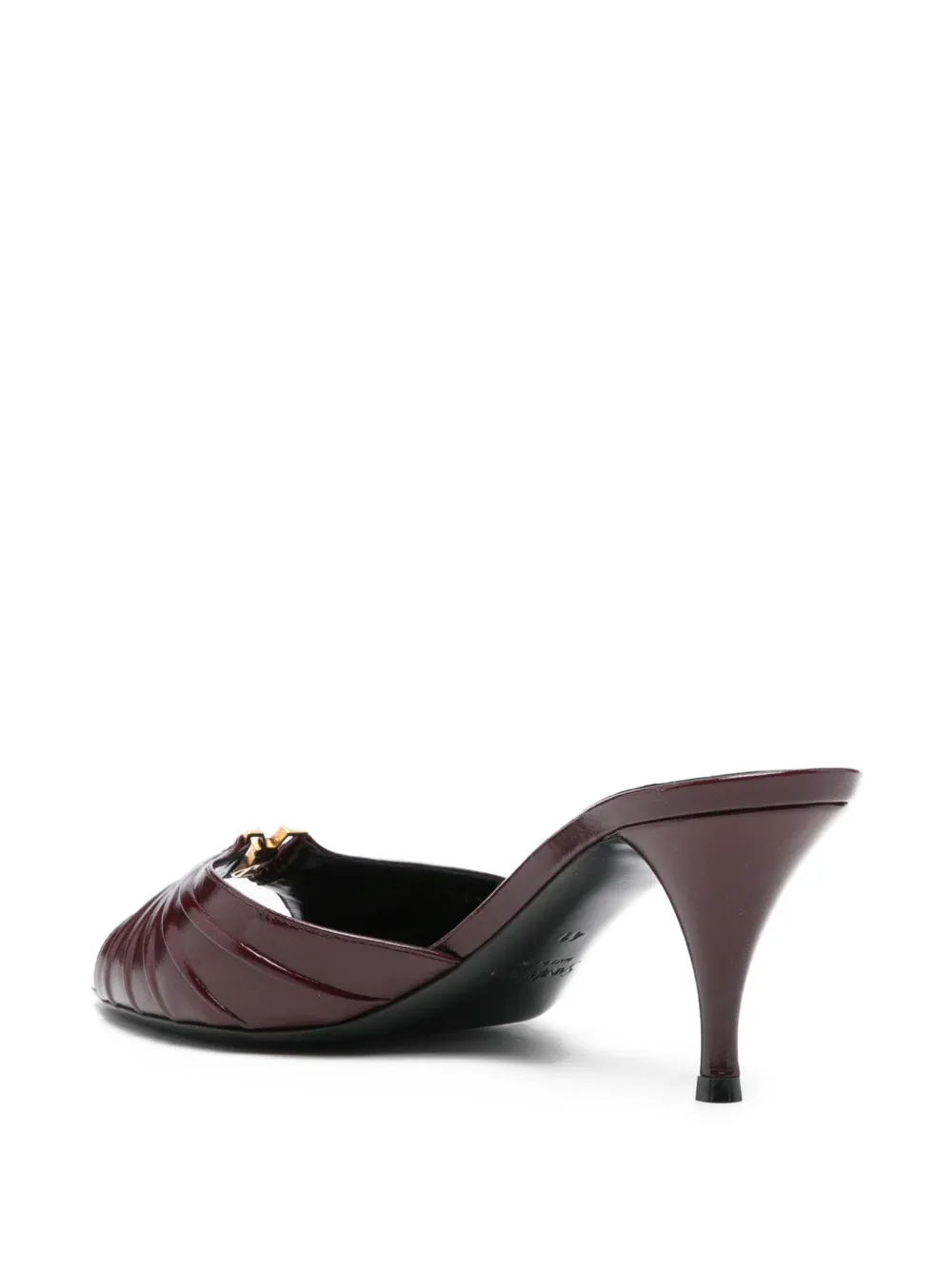 Saint Laurent Babylone geplooide goudkleurige sandalen Rood