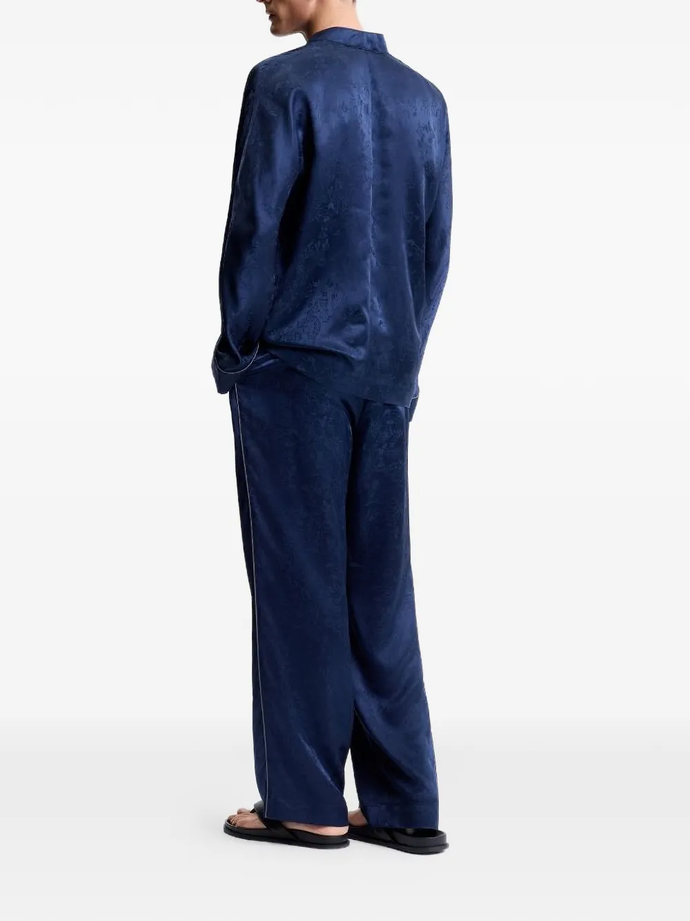 Shanghai Tang Zijden pyjama met bloemen Blauw