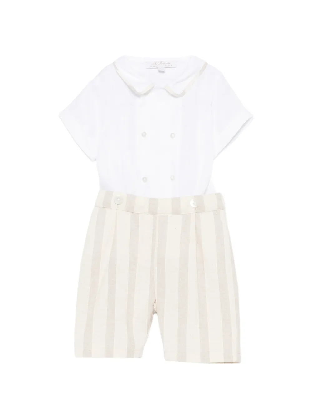 Mariella Ferrari buttoned striped romper - Bianco