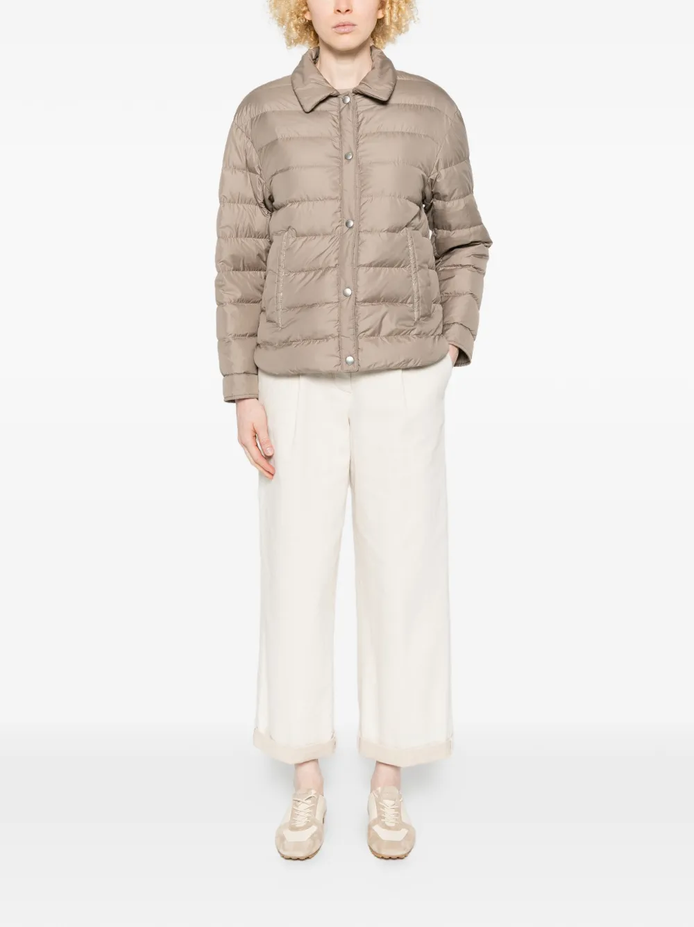 Snap-Button Quilted Jacket