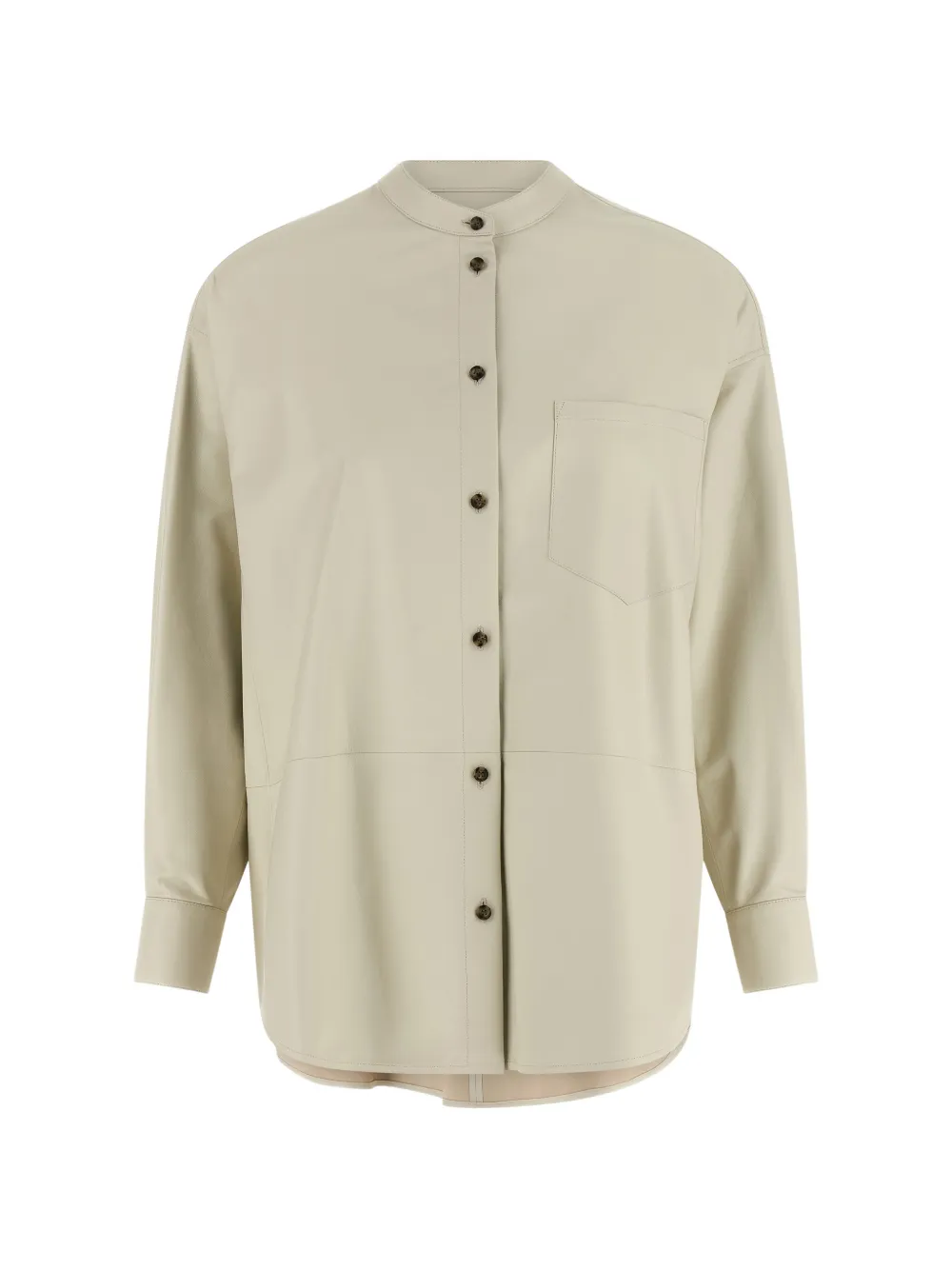 Yves Salomon mandarin-collar pocket leather shirt - Toni neutri