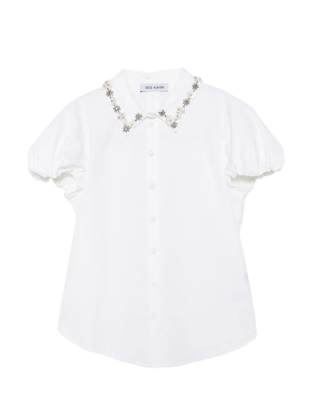 Dice Kayek crystal-embellished puff-sleeve blouse - Bianco