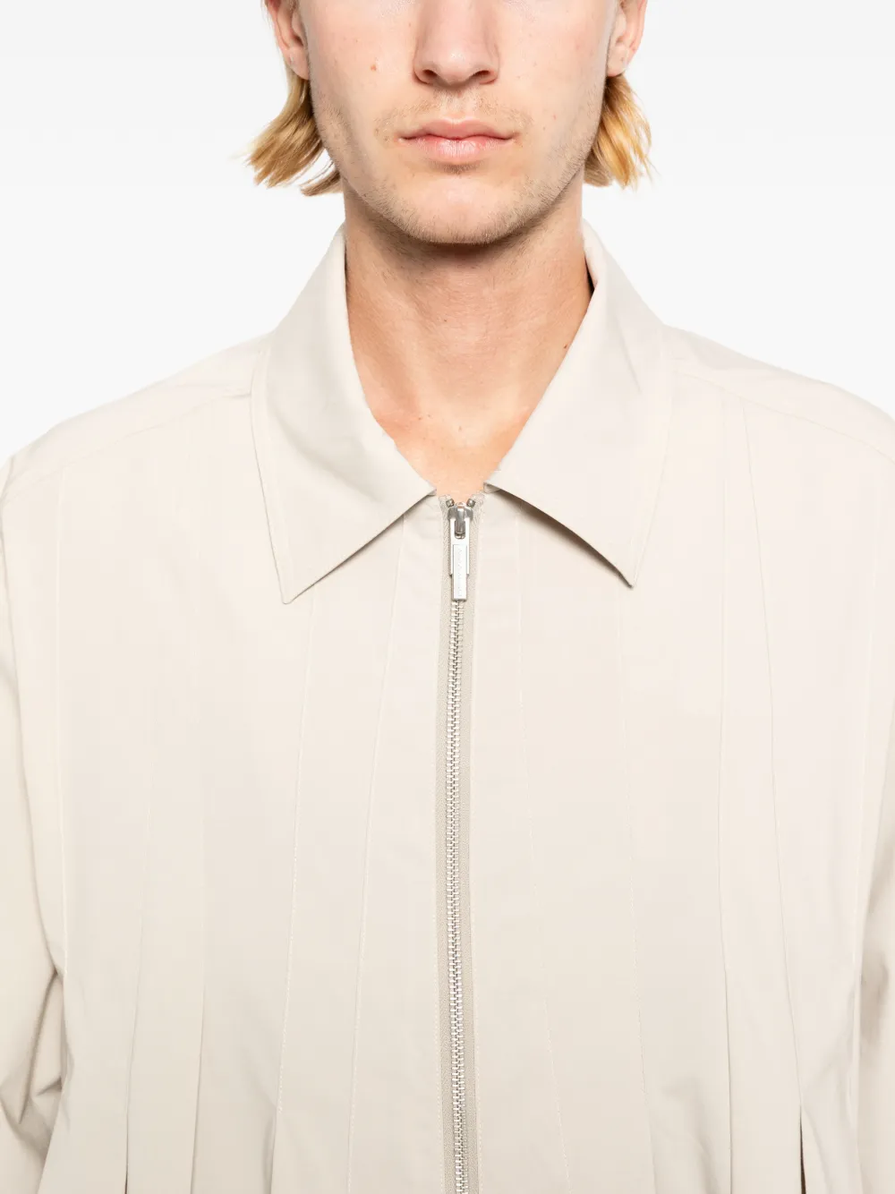 Feng Chen Wang Geplooid jack met rits Beige