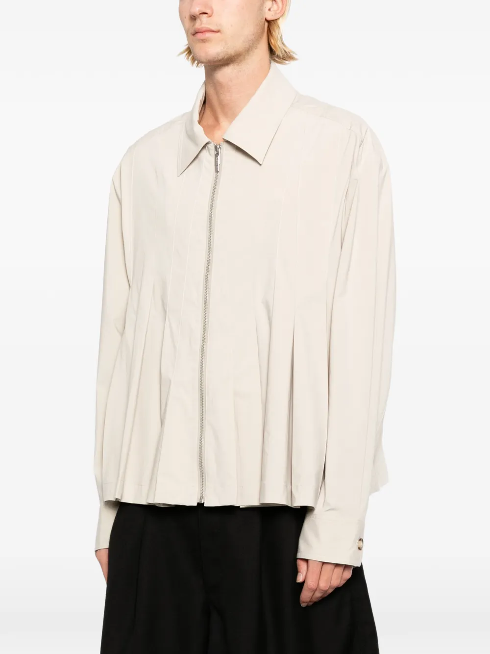 Feng Chen Wang Geplooid jack met rits Beige