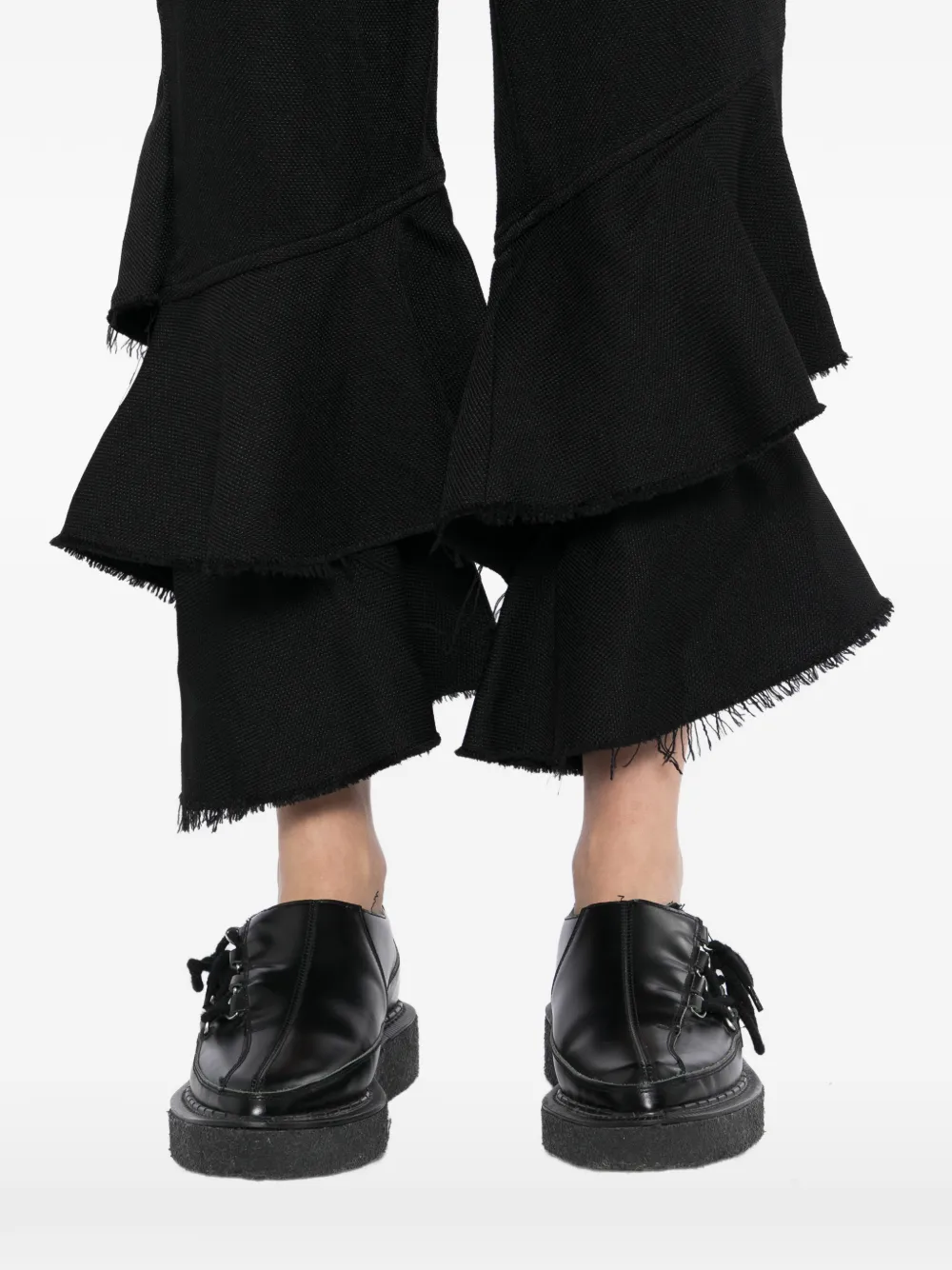 Black Comme Des Garçons Broek met franje en ruches Zwart