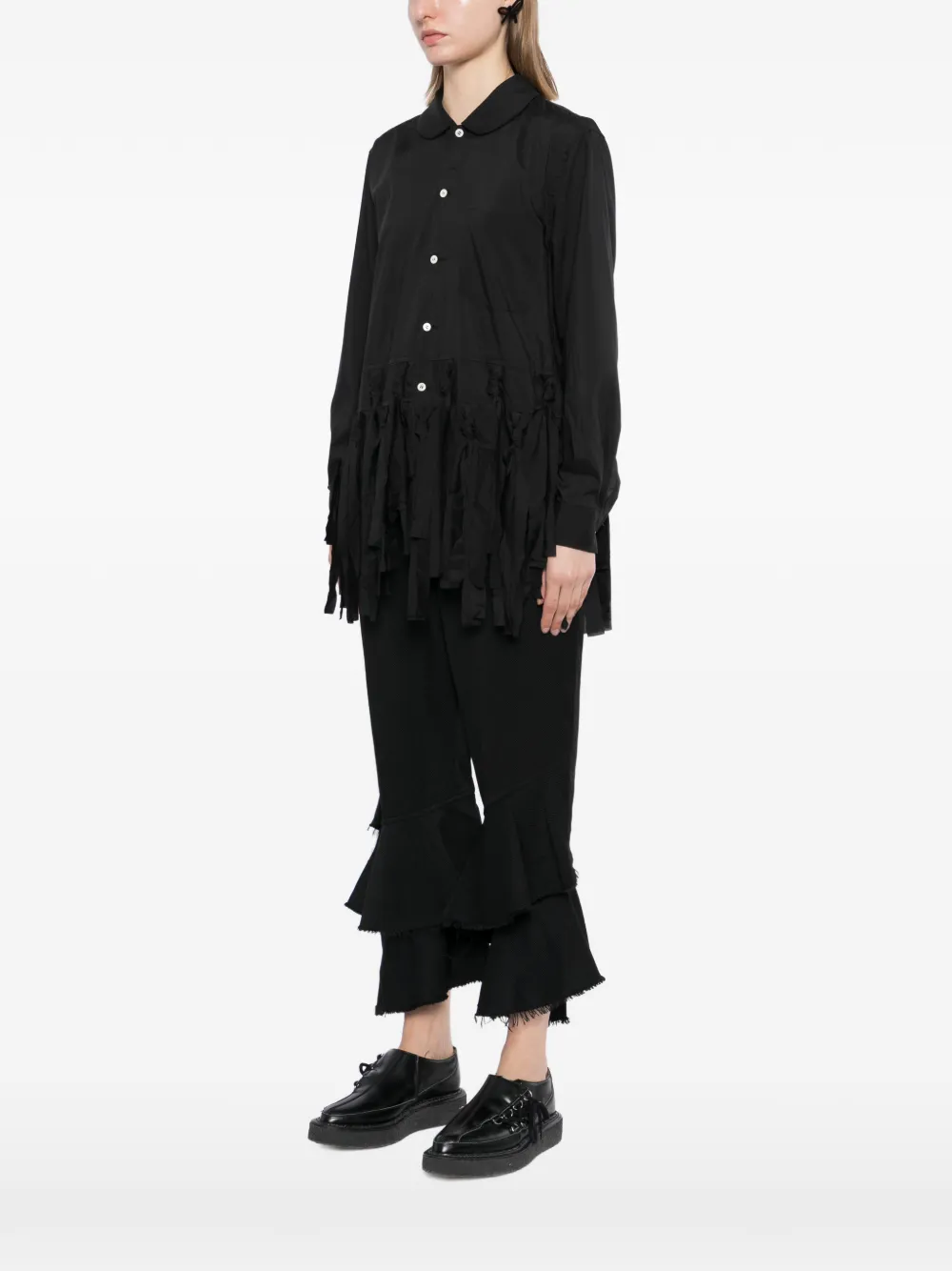 Black Comme Des Garçons Blouse met franje en geknoopt detail Zwart