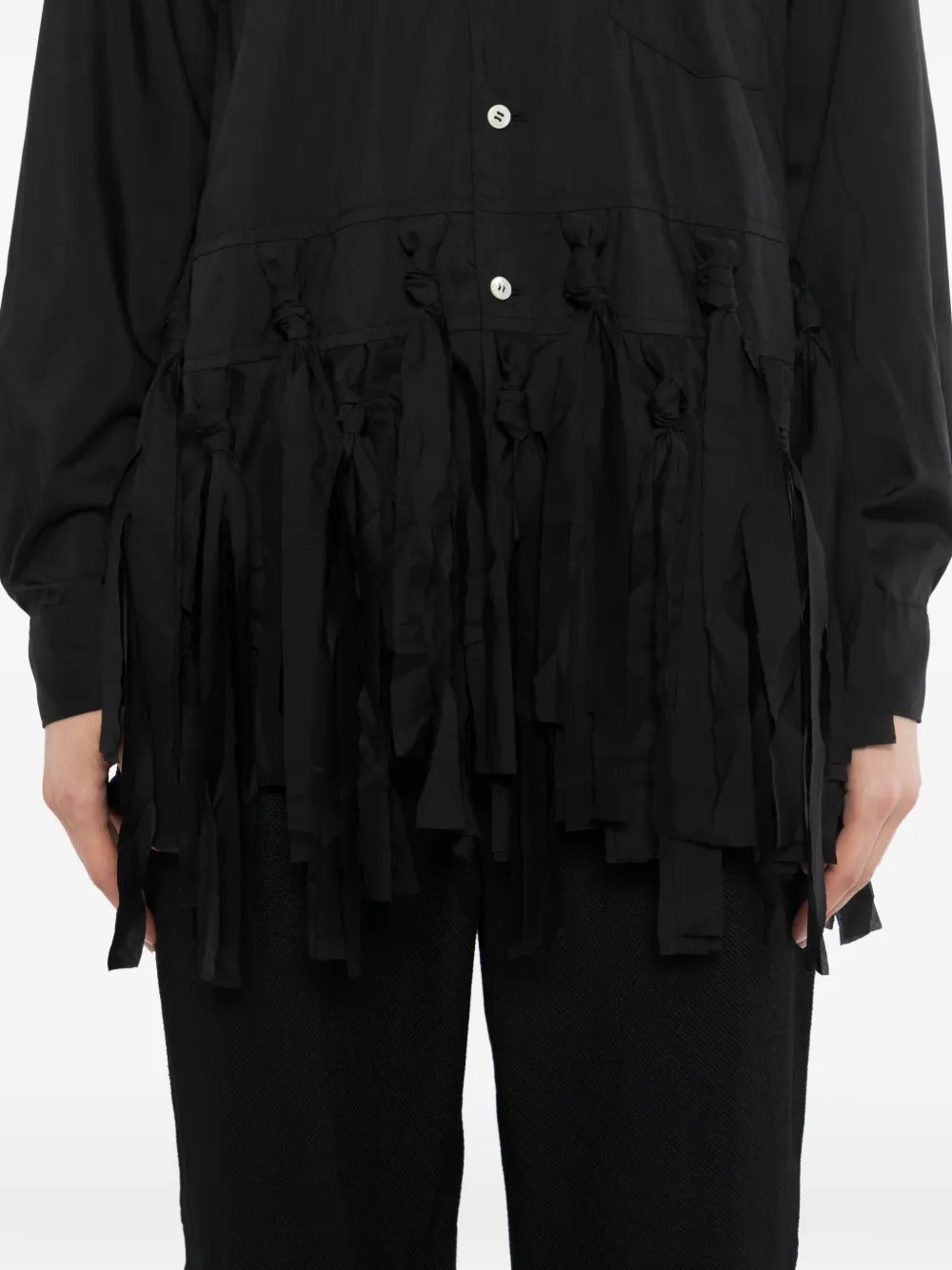 Black Comme Des Garçons Blouse met franje en geknoopt detail Zwart
