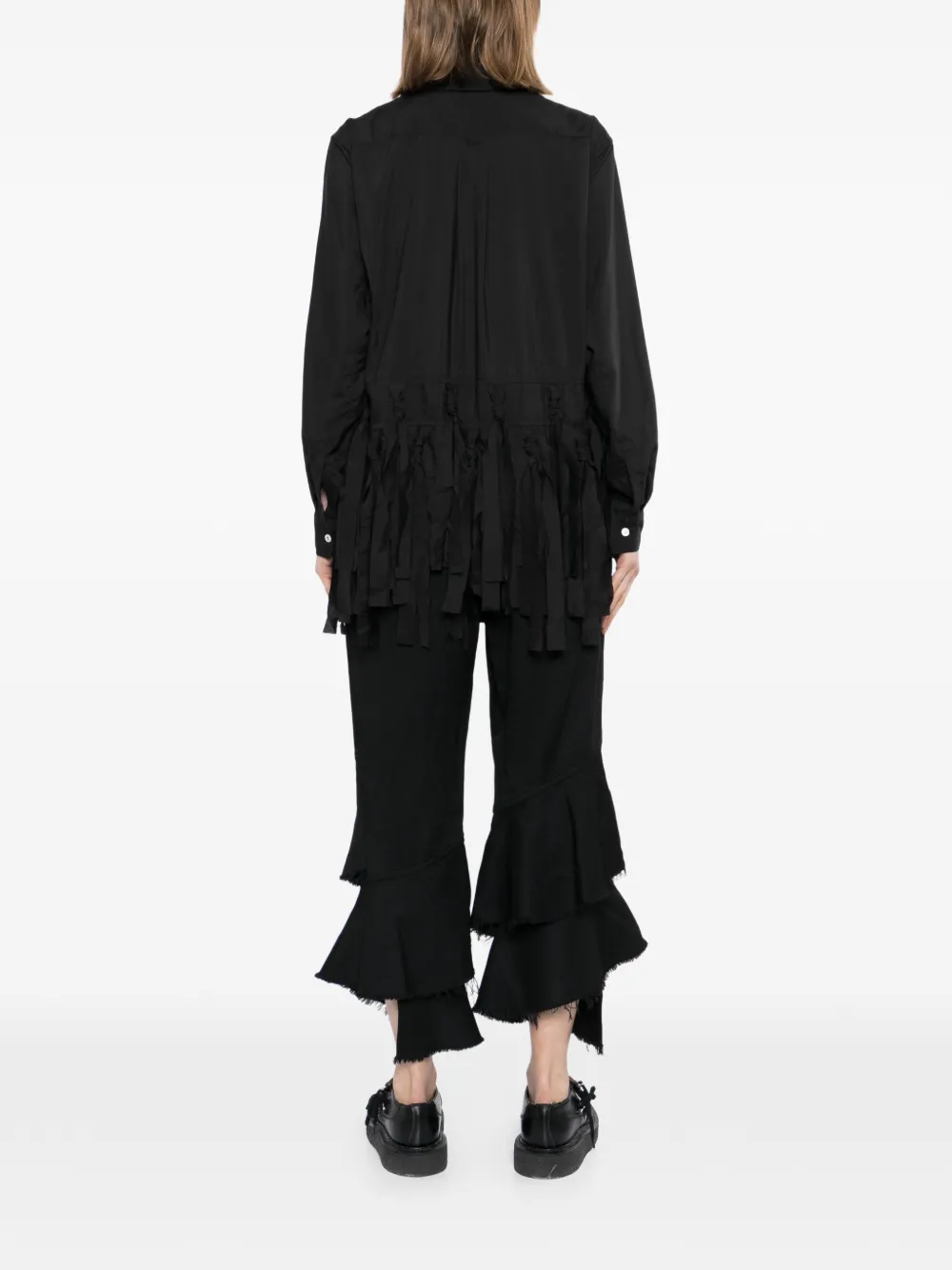Black Comme Des Garçons Blouse met franje en geknoopt detail Zwart