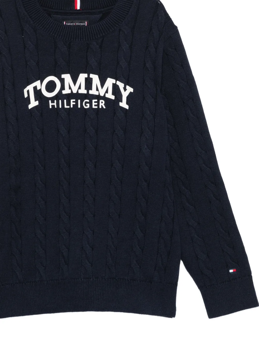 Tommy Hilfiger Junior Trui met ronde hals en logodetail Blauw