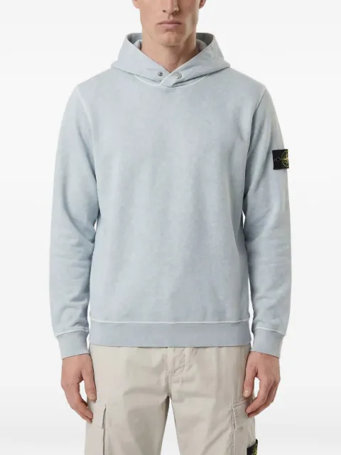 Stone Island logo-patch button-neck hoodie