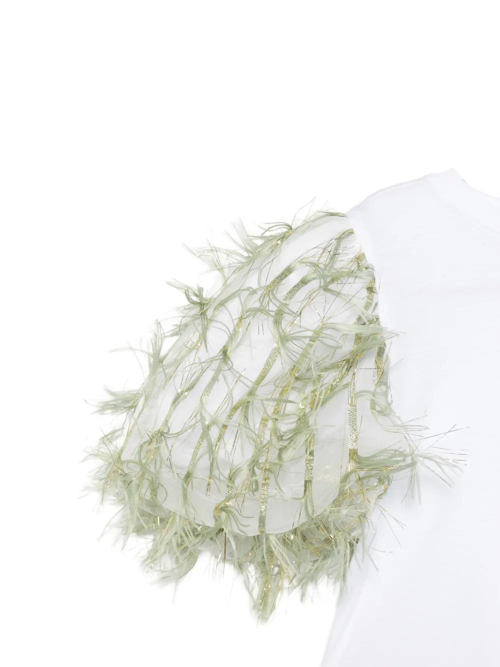  Alapage Fringed-sleeve T-shirt - White 