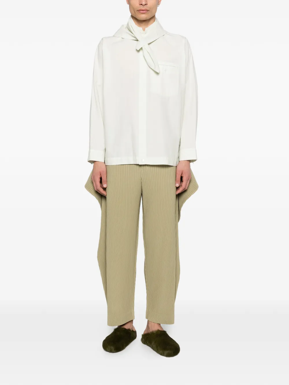 Homme Plissé Issey Miyake long-sleeve scarf shirt - Verde