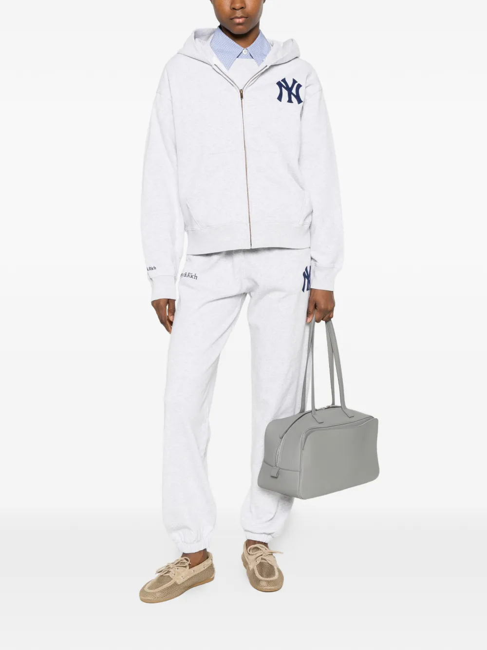Sporty & Rich Hoodie met rits Grijs
