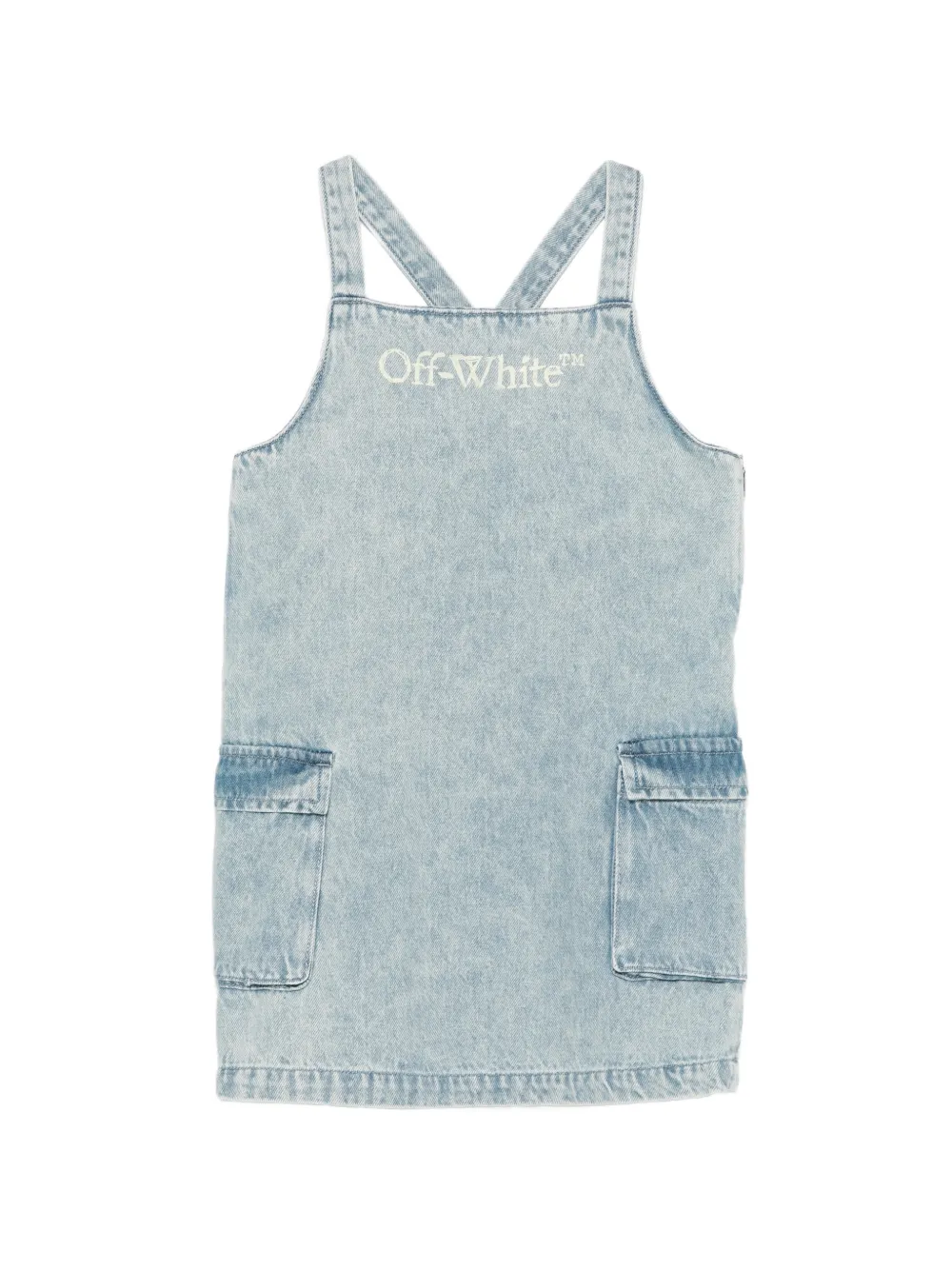 Off-White Kids logo-print pocket dress - Blu
