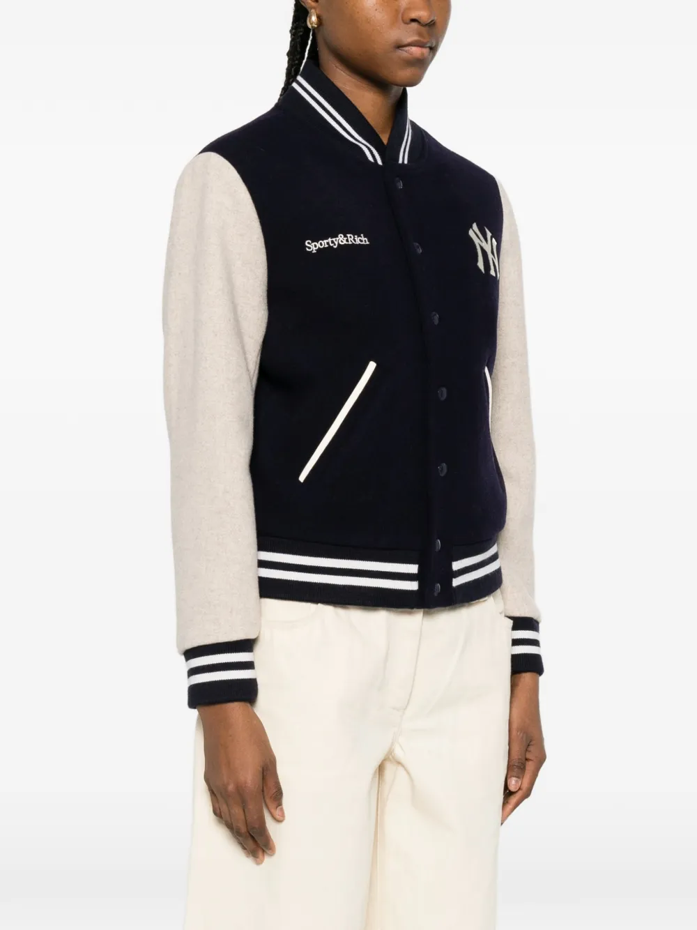  Sporty & Rich Logo Striped Jacket - Blue 