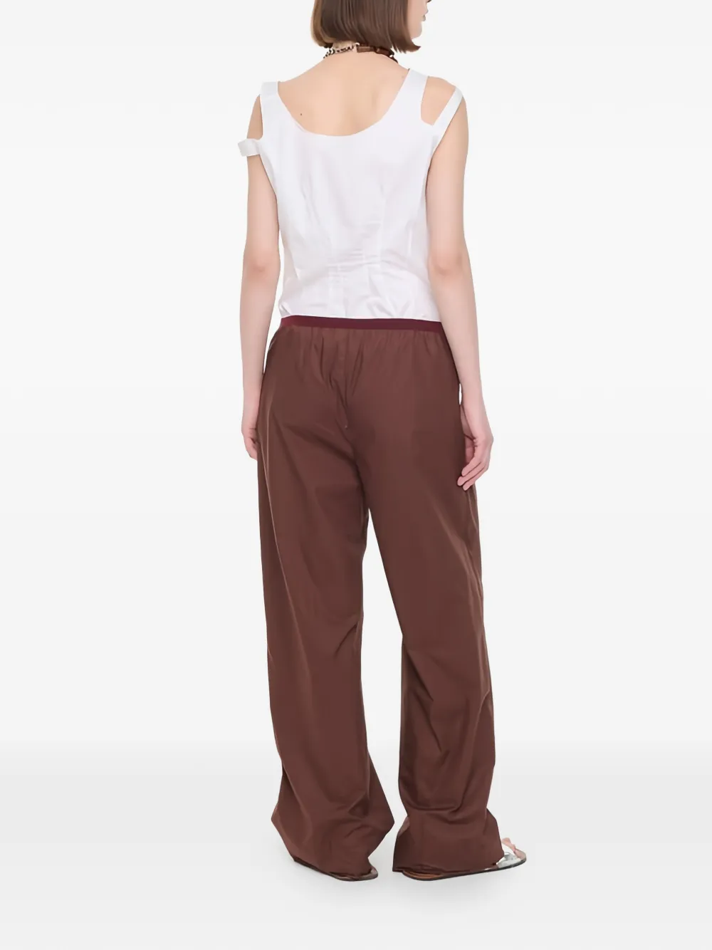  Plan C Pantalones Anchos - Marrón 