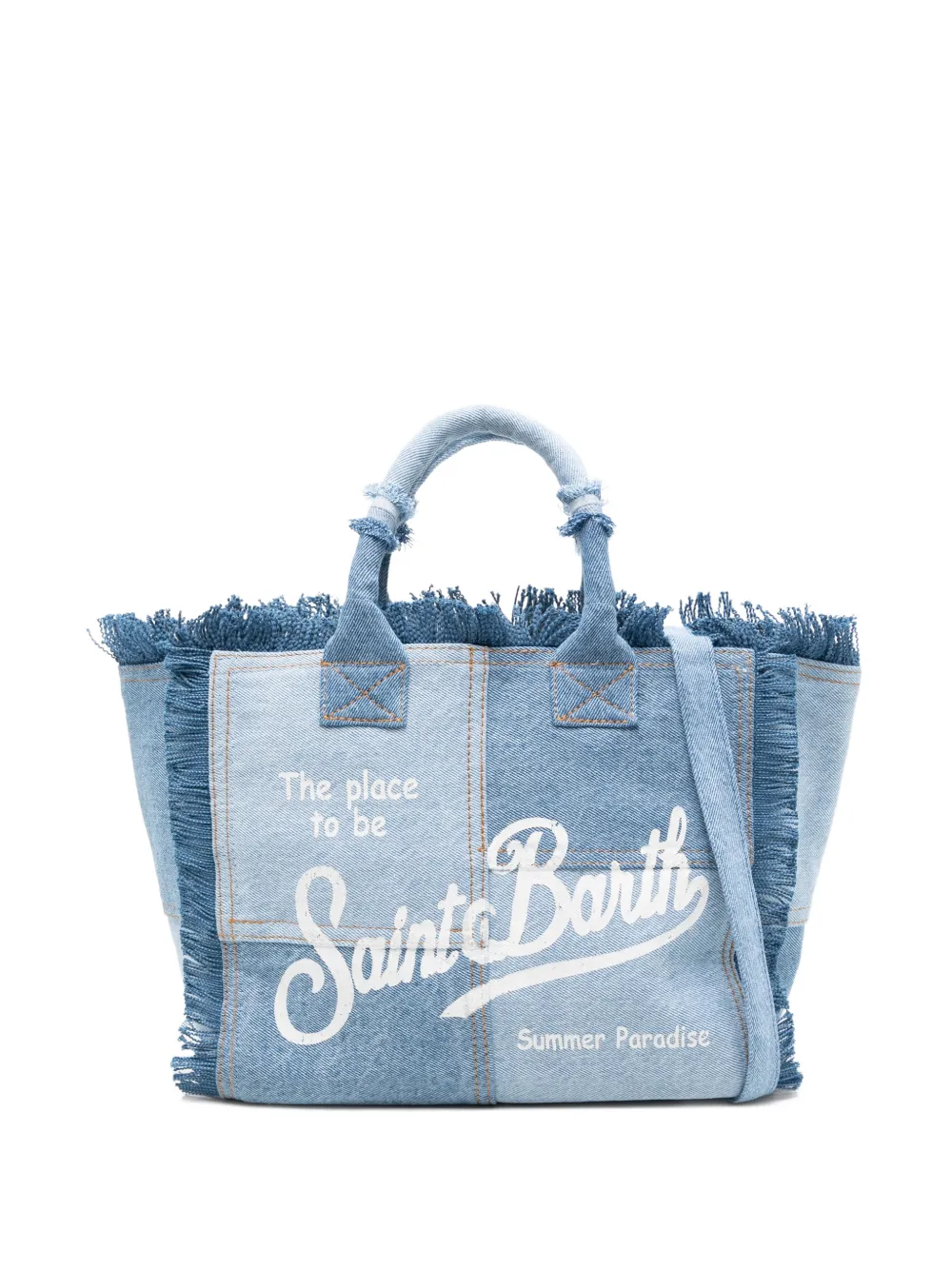 MC2 Saint Barth Kids Colette fringed patchwork tote bag - Blau