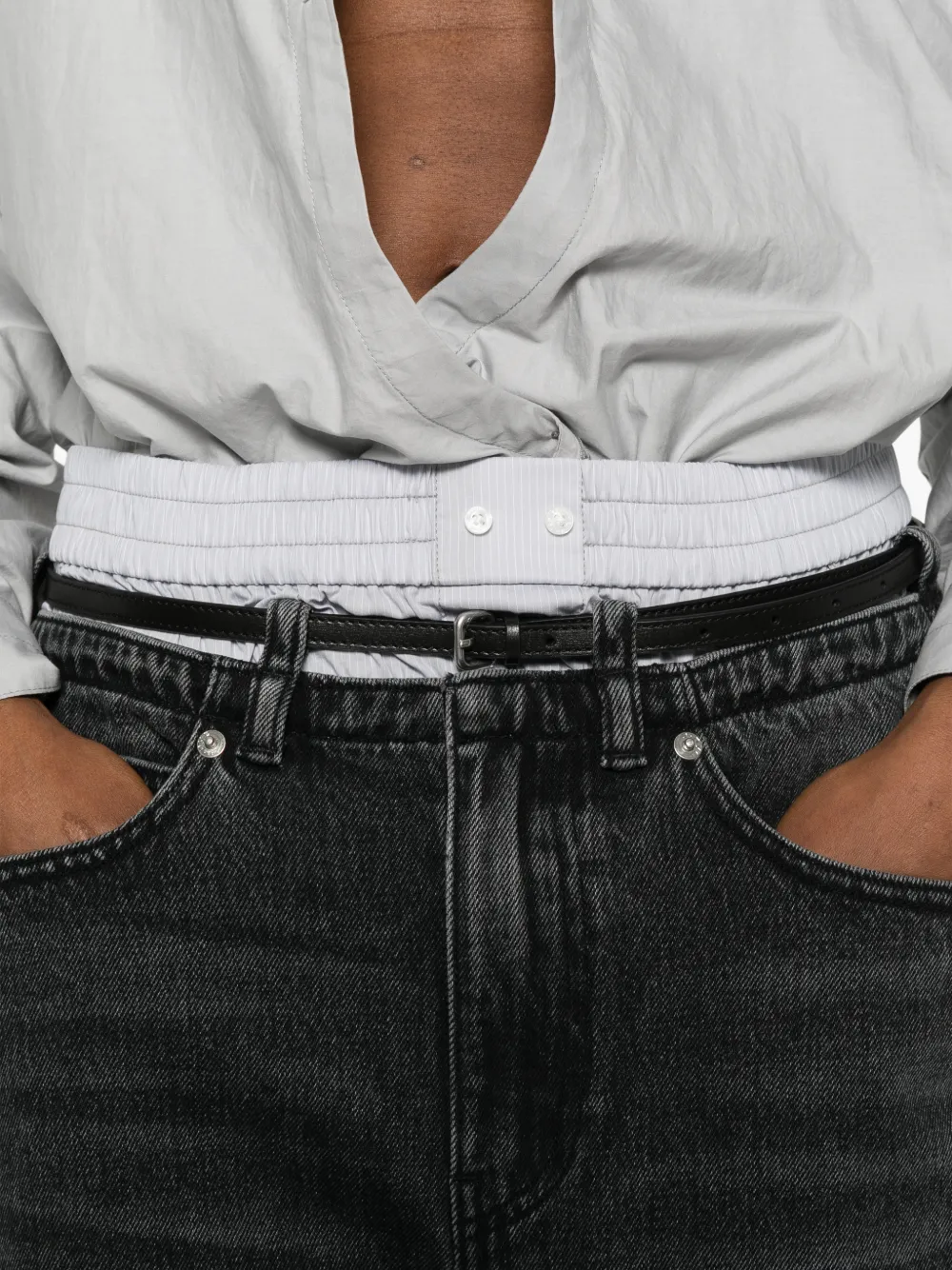 Alexander Wang Jeans met ceintuur en riemlus Grijs