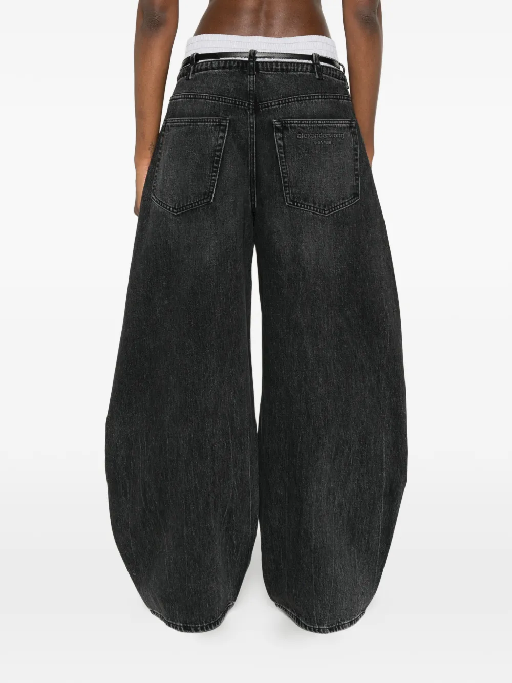 Alexander Wang Jeans met ceintuur en riemlus Grijs