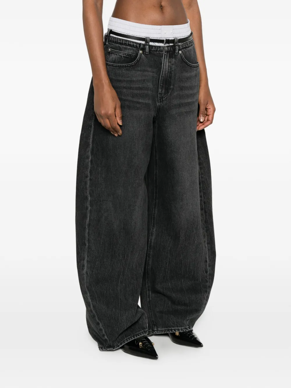 Alexander Wang Jeans met ceintuur en riemlus Grijs