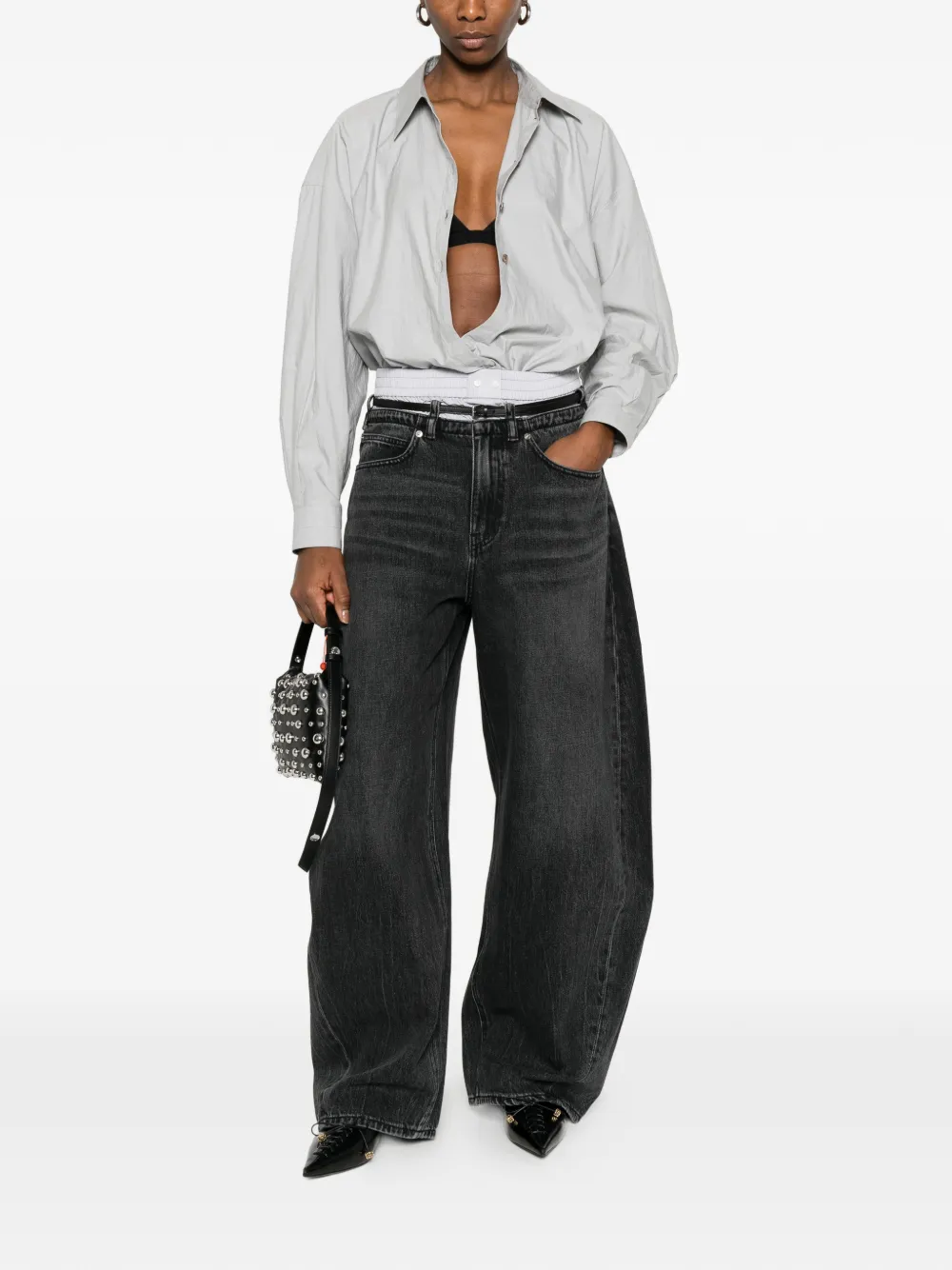 Alexander Wang Jeans met ceintuur en riemlus Grijs