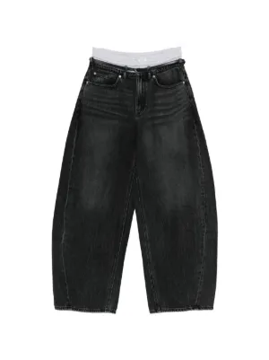 Alexander Wang crystal-logo Oversized Jeans | Black | FARFETCH