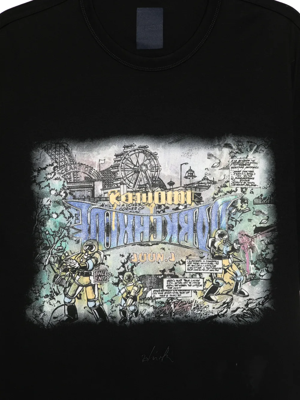 Juun.J T-shirt met grafische print Zwart