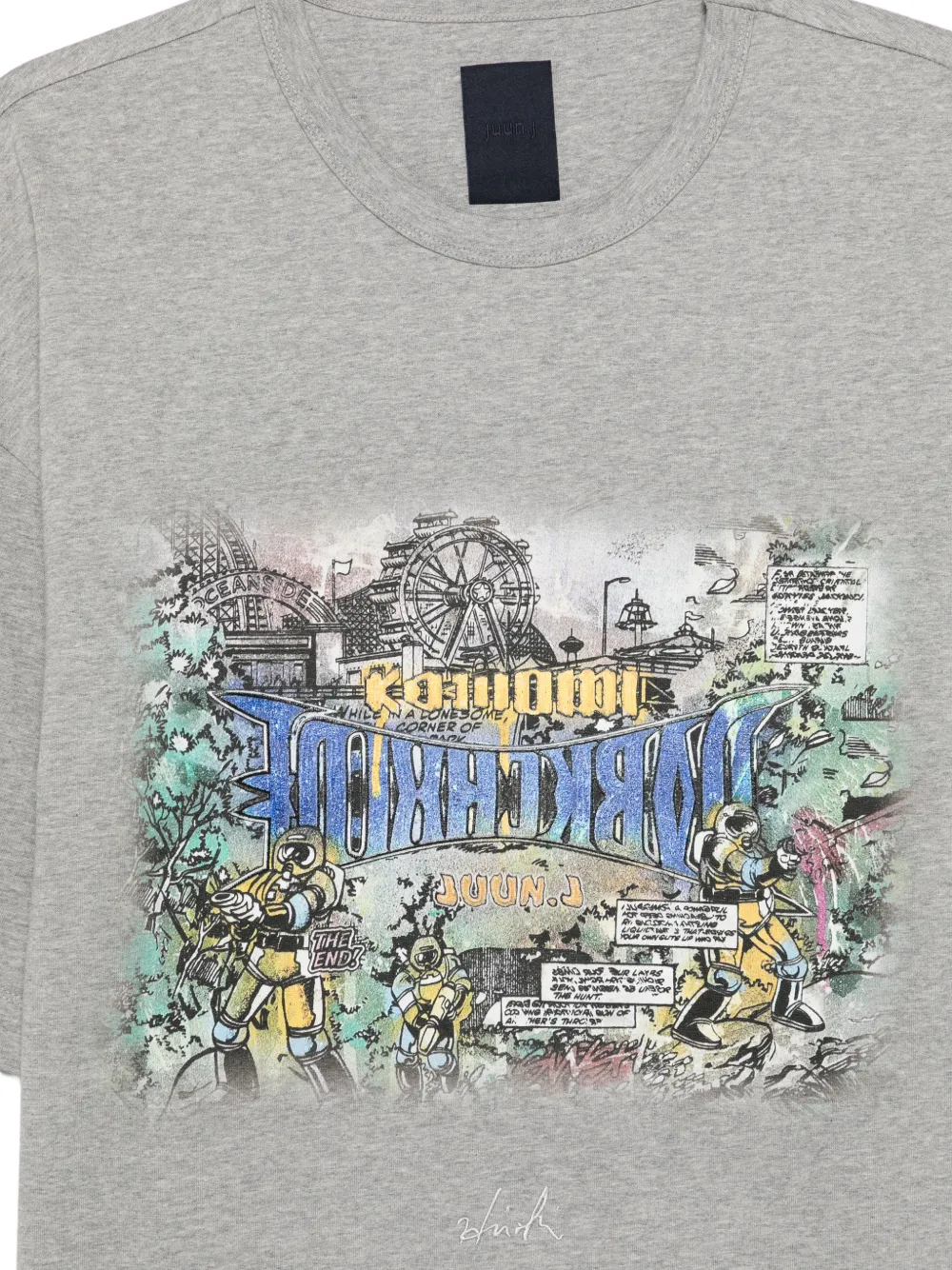 Juun.J T-shirt met grafische print Grijs