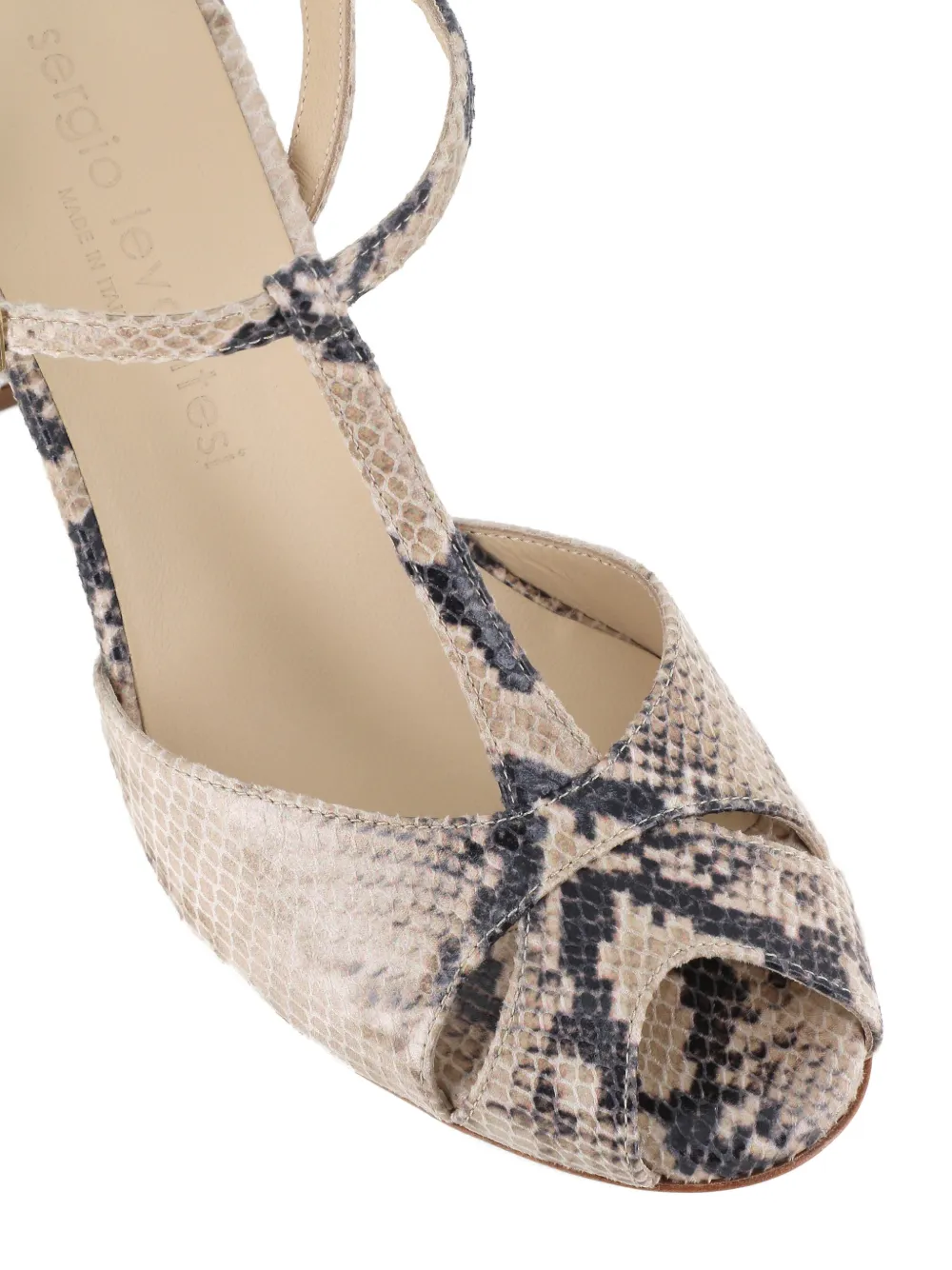 Sergio Levantesi Giselle 6 sandalen met reptiel-effect Beige