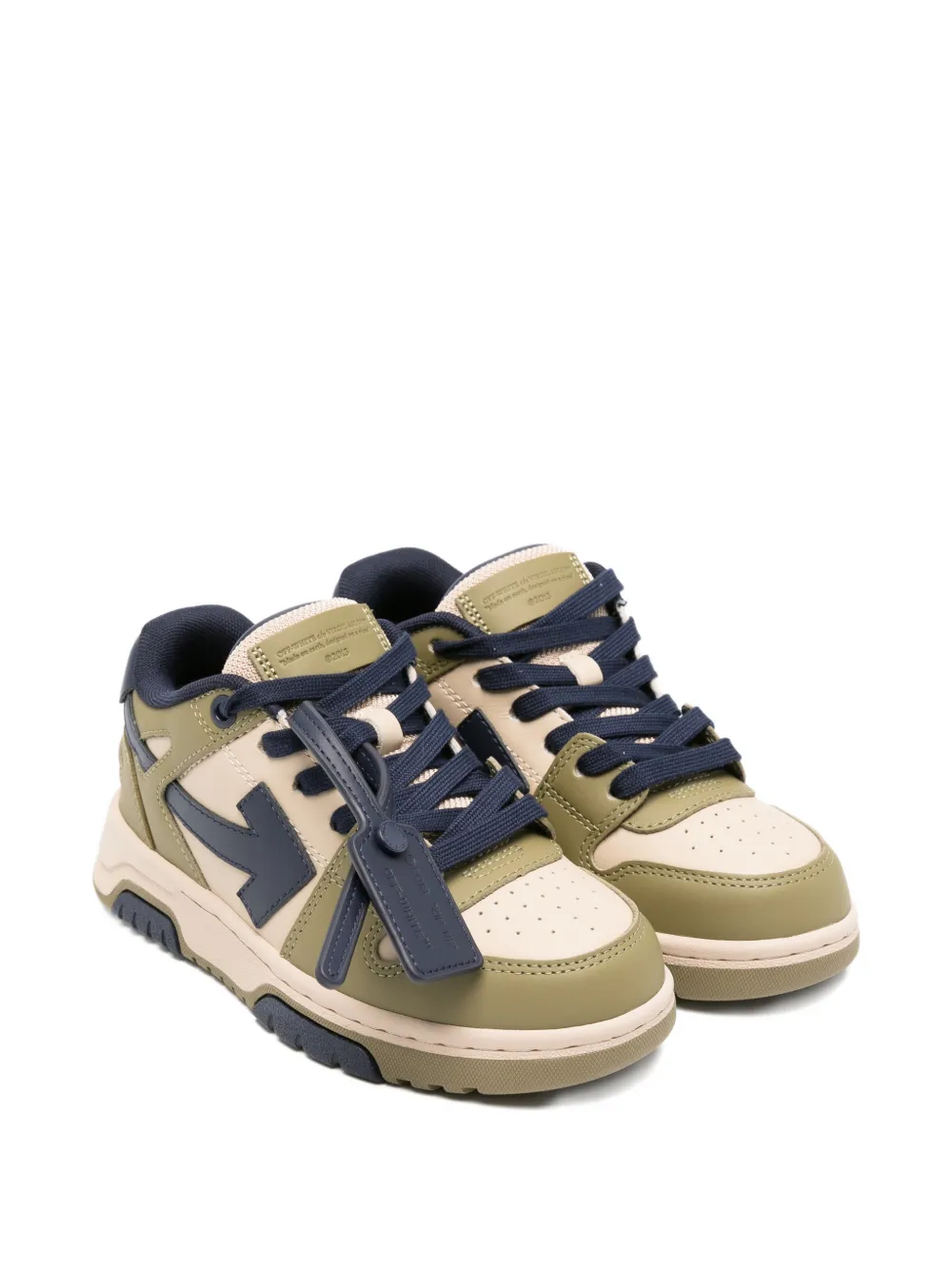 Off-White Kids arrow-detail leather sneakers - Verde
