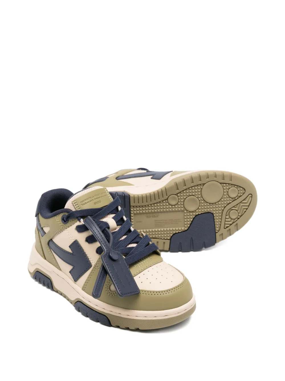 Off-White Kids Leren sneakers met Arrow-detail Groen